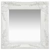 Wall Mirror Baroque Style 40×40 cm White