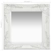 Wall Mirror Baroque Style 40×40 cm White