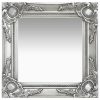 Wall Mirror Baroque Style 40×40 cm Silver
