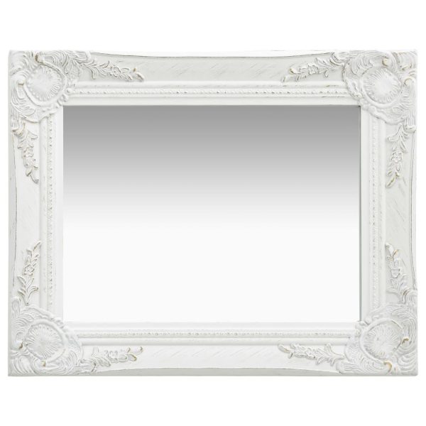 Wall Mirror Baroque Style 50×40 cm White
