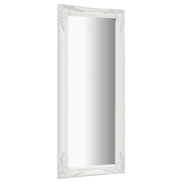 Wall Mirror Baroque Style 50×120 cm White