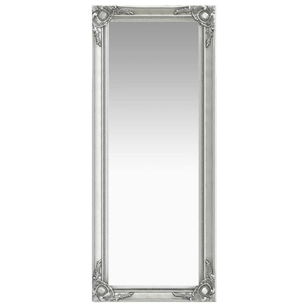 Wall Mirror Baroque Style 50×120 cm Silver