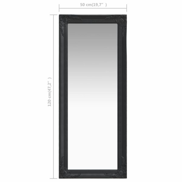 Wall Mirror Baroque Style 50×120 cm Black