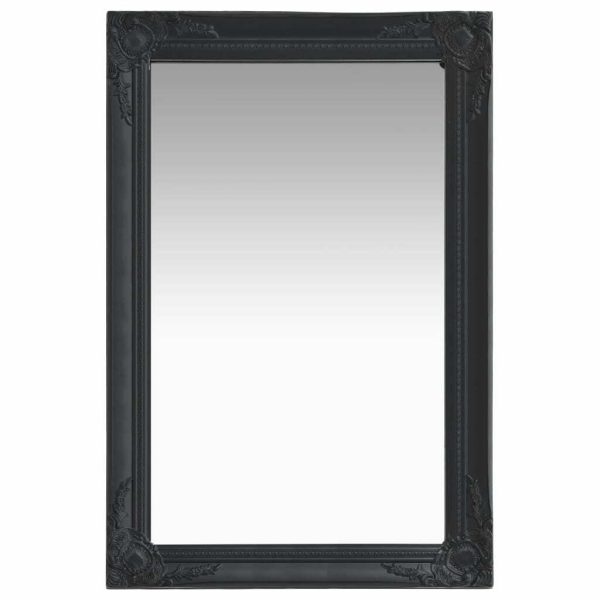 Wall Mirror Baroque Style 60×40 cm Black