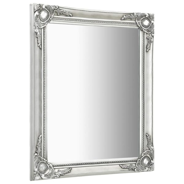 Wall Mirror Baroque Style 60×80 cm Silver