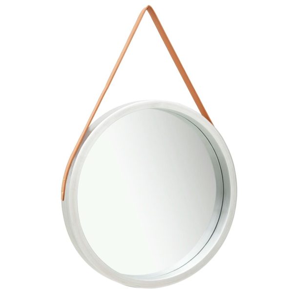 Wall Mirror with Strap 60 cm Silver