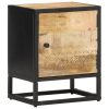 Desert Bedside Cabinet with Carved Door 40x30x50 cm Rough Mango Wood