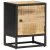 Desert Bedside Cabinet with Carved Door 40x30x50 cm Rough Mango Wood