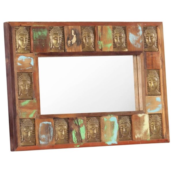 Mirror with Buddha Cladding 80×50 cm Solid Reclaimed Wood