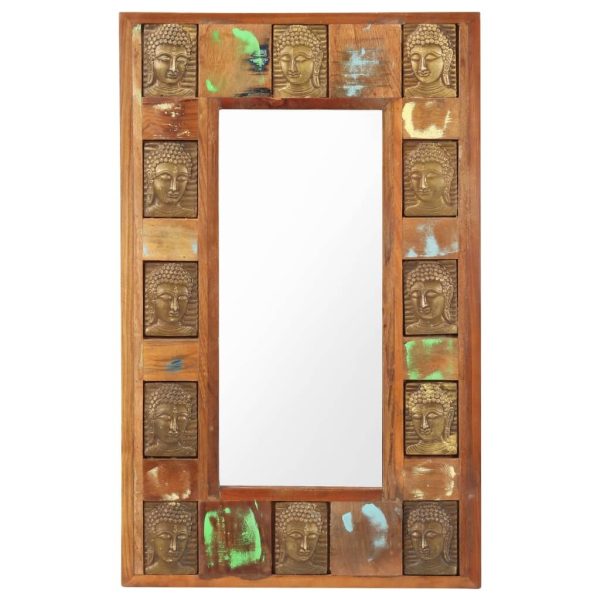 Mirror with Buddha Cladding 50×80 cm Solid Reclaimed Wood