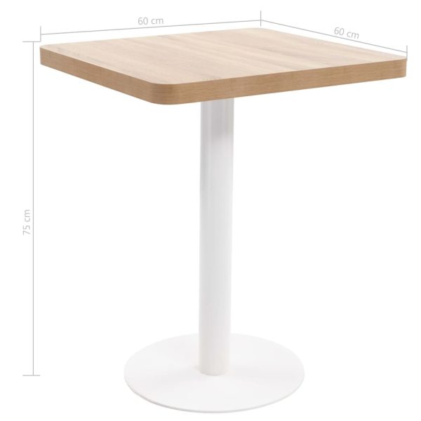 Bistro Table MDF – 60×60 cm, Light Brown and White