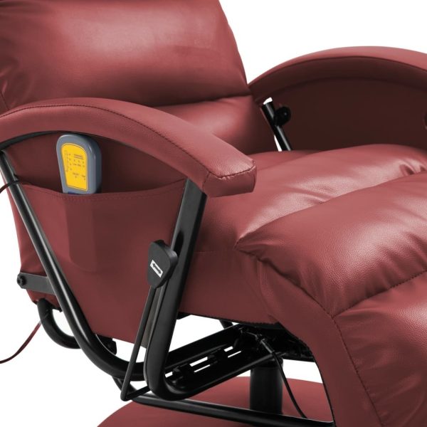 TV Massage Recliner Faux Leather – Wine Red