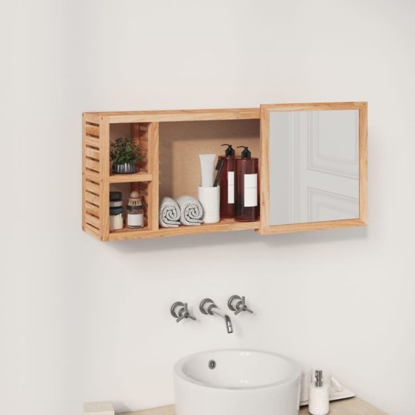 Mirror Cabinet 80x17x34 cm Solid Wood Walnut