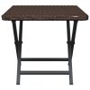 Folding Table 45x35x32 cm Poly Rattan – Brown