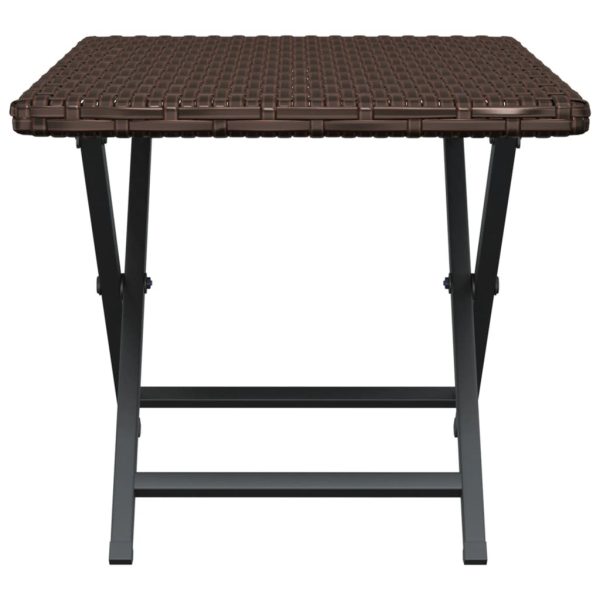 Folding Table 45x35x32 cm Poly Rattan – Brown