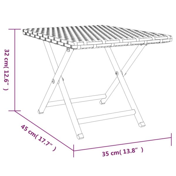 Folding Table 45x35x32 cm Poly Rattan – Brown