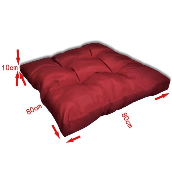 Upholstered Seat Cushion 80 x 80 x 10 cm Wine Red