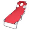 Folding Sun Lounger with Head Cushion Powder-coated Steel – Red