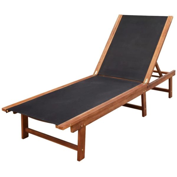 Sun Lounger Solid Acacia Wood and Textilene – Sun Lounger