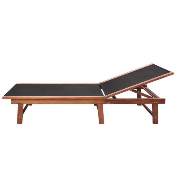 Sun Lounger Solid Acacia Wood and Textilene – Sun Lounger With Table