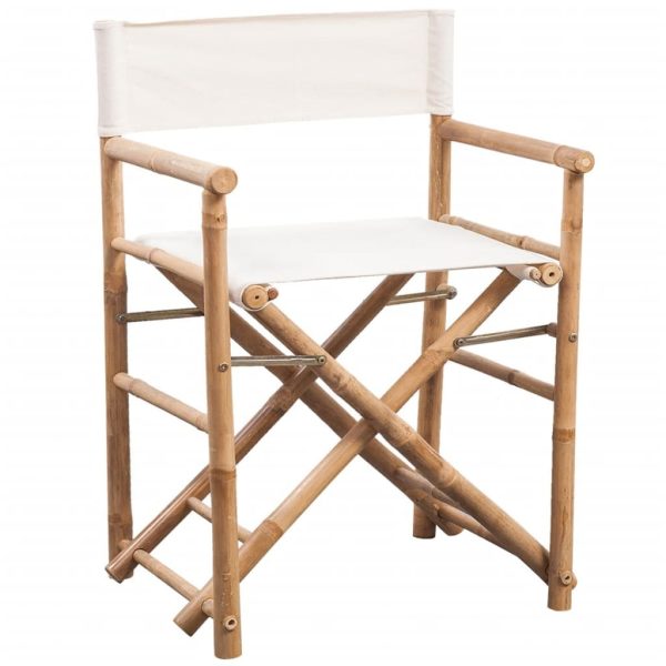 Folding Director’s Chair 2 pcs Bamboo and Canvas