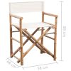 Folding Director’s Chair 2 pcs Bamboo and Canvas – White