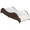 Sun Lounger with Cushion Poly Rattan – Brown