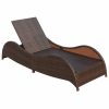 Sun Lounger with Cushion Poly Rattan – Brown