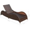 Sun Lounger with Cushion Poly Rattan – Brown