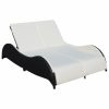 Double Sun Lounger with Cushion Poly Rattan – Black