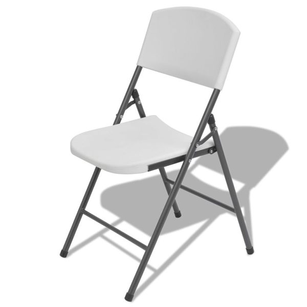 Folding Garden Chairs 4 pcs Steel and HDPE White