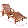 Sun Lounger with Cushion Solid Acacia Wood – Cream