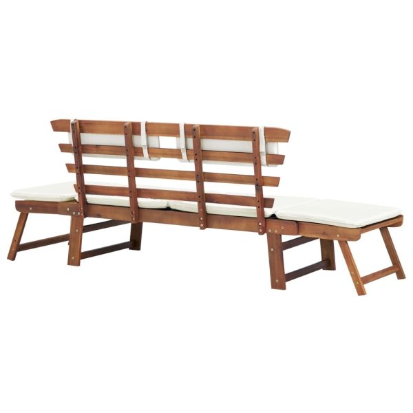Garden Bench with Cushions 2-in-1 190 cm Solid Acacia Wood – Brown and White