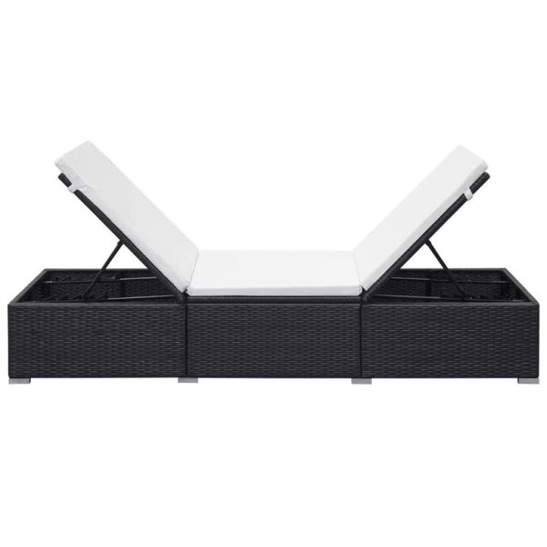 Sun Lounger with Cushion Poly Rattan – Black and White