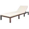 Sun Lounger with Cushion Poly Rattan – Brown