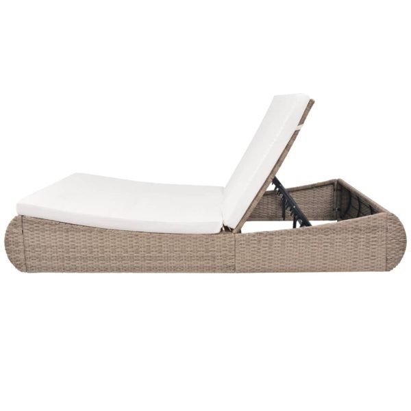 Outdoor Lounge Bed Poly Rattan Beige