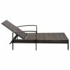 Sun Lounger with Cushion Poly Rattan – Brown