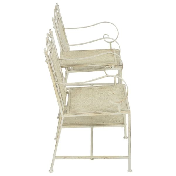 2 Seater Garden Bench 161 cm Steel – White