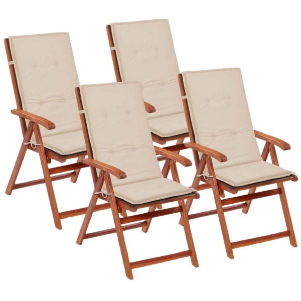Garden Chair Cushions 4 pcs Cream 120x50x3 cm