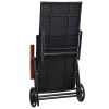 Sun Lounger with Wheels Poly Rattan Black
