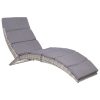 Folding Sun Lounger with Cushion Poly Rattan – Grey