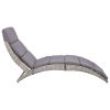 Folding Sun Lounger with Cushion Poly Rattan – Grey