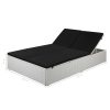Double Sun Lounger with Cushion Poly Rattan – White and Black