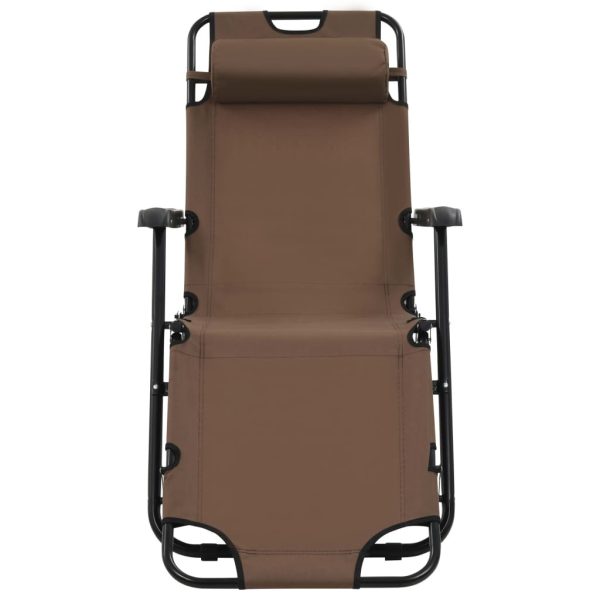 Folding Sun Loungers 2 pcs with Footrests Steel – Brown