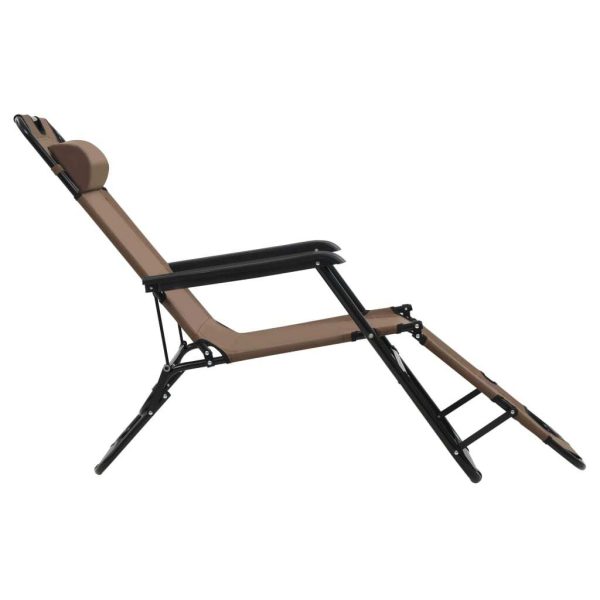Folding Sun Loungers 2 pcs with Footrests Steel – Brown
