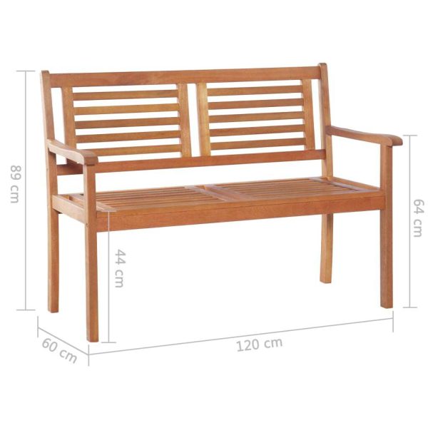 2-Seater Garden Bench Solid Eucalyptus Wood – 120x60x89 cm