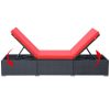 Sun Lounger with Cushion Poly Rattan – Black and Red