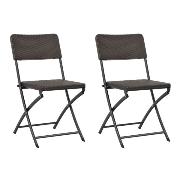 Folding Garden Chairs HDPE and Steel Brown – 2