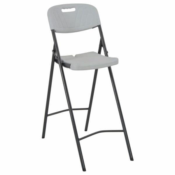 Folding Bar Chairs 2 pcs HDPE and Steel White