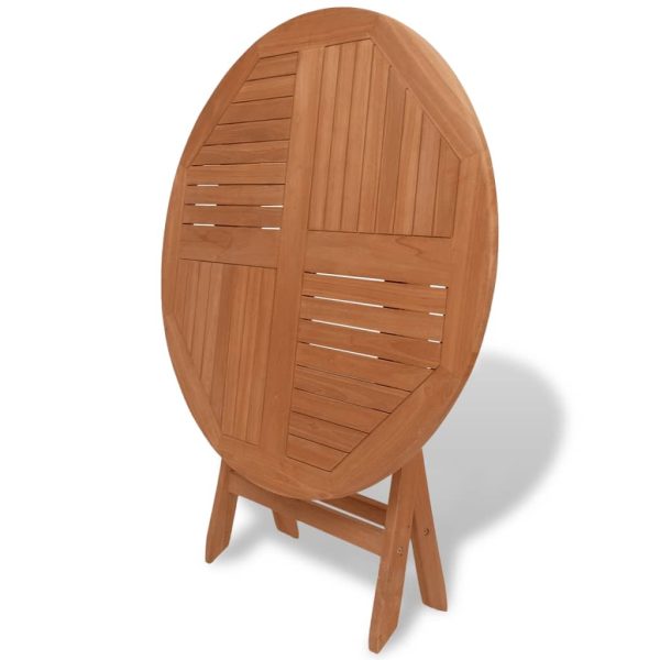 Folding Garden Table 85×76 cm Solid Teak Wood – Round